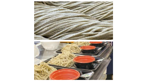 ▲打った蕎麦と大玉村で行われた蕎麦祭り